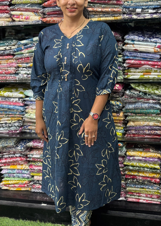 ALINE KURTI WITH PANT (PURE CAMRIC COTTON)