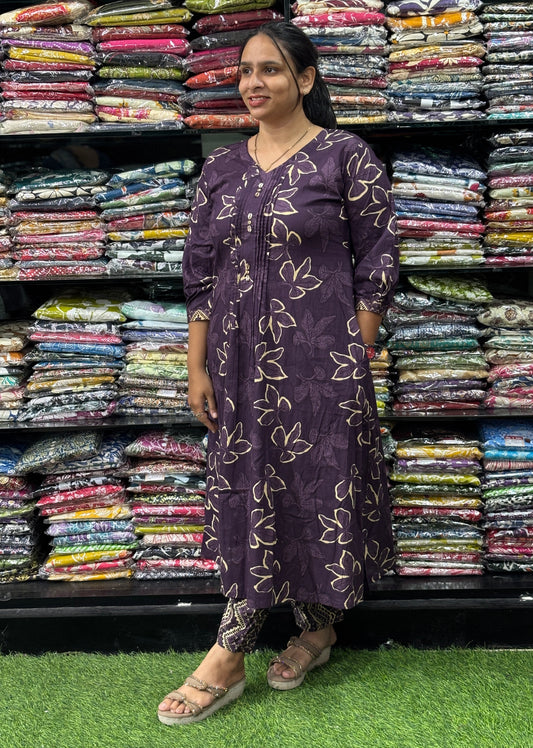 ALINE KURTI WITH PANT (PURE CAMRIC COTTON)