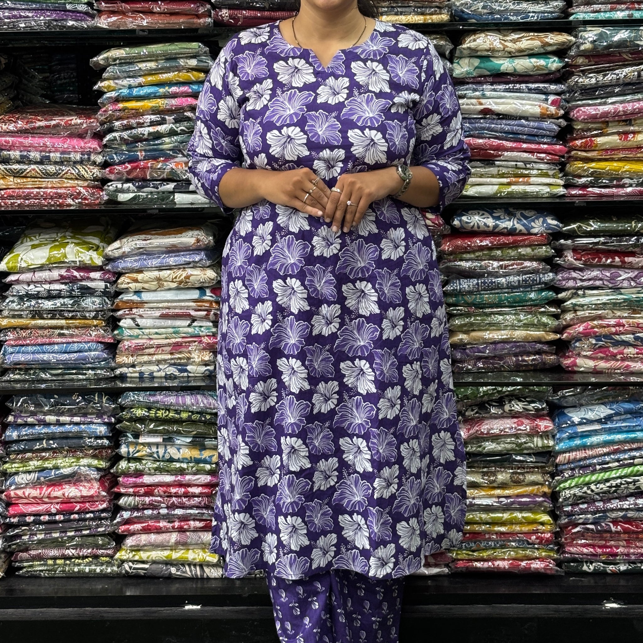 ALINE KURTI WITH PLAZO ( PURE CAMRIC COTTON)