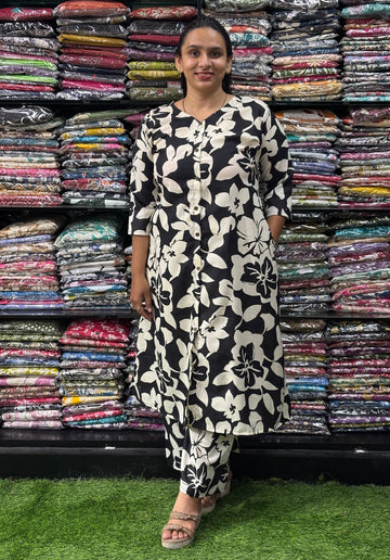 ALINE KURTI WITH PLAZO (MIX MAGIC COTTON)