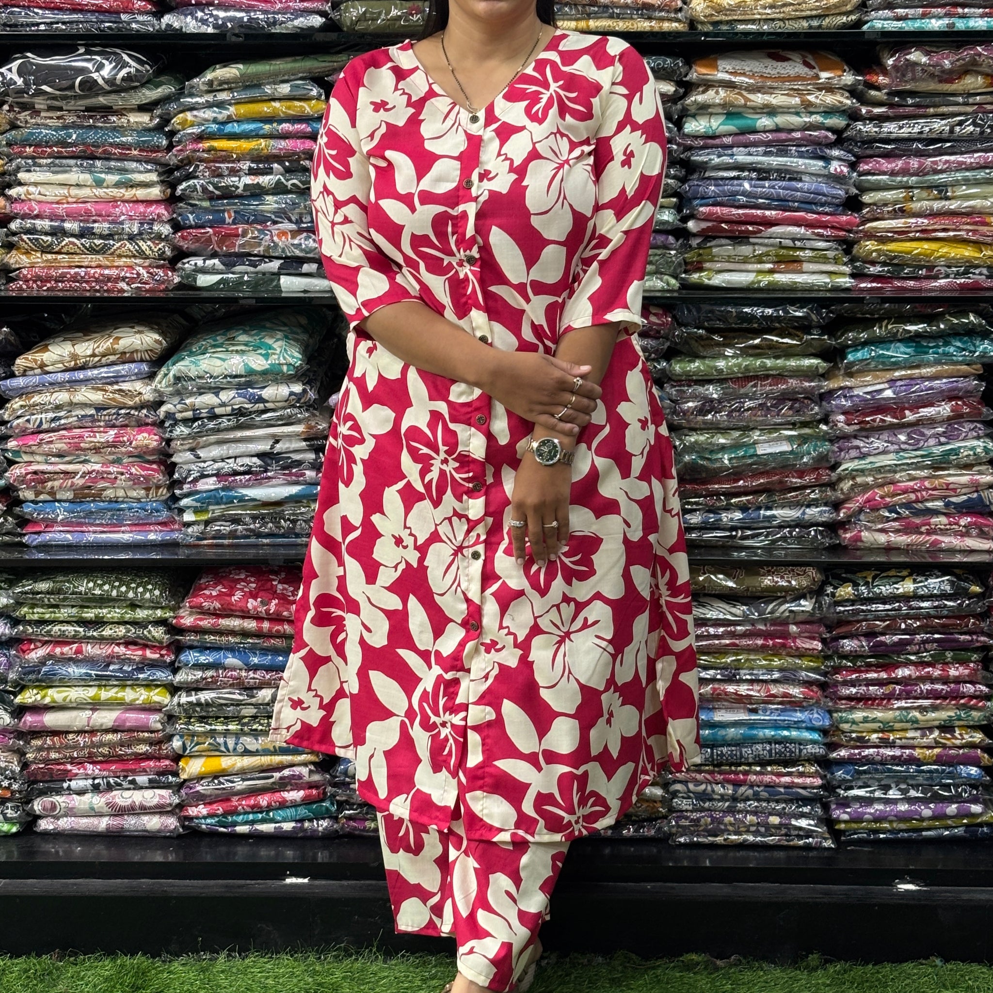 ALINE KURTI WITH PLAZO (MIX MAGIC COTTON)