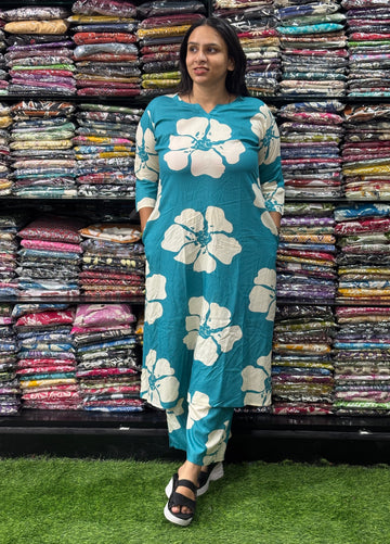 ALINE KURTI WITH PLAZO (PURE RAYON)