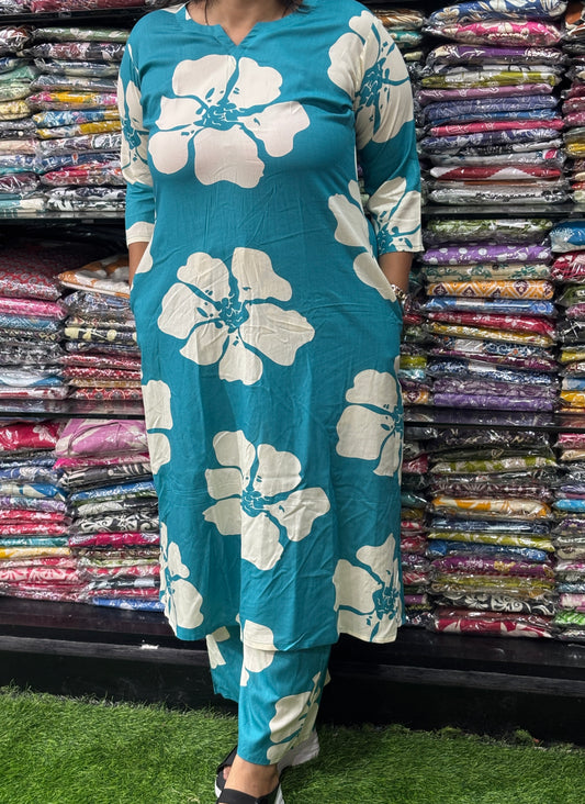 ALINE KURTI WITH PLAZO (PURE RAYON)