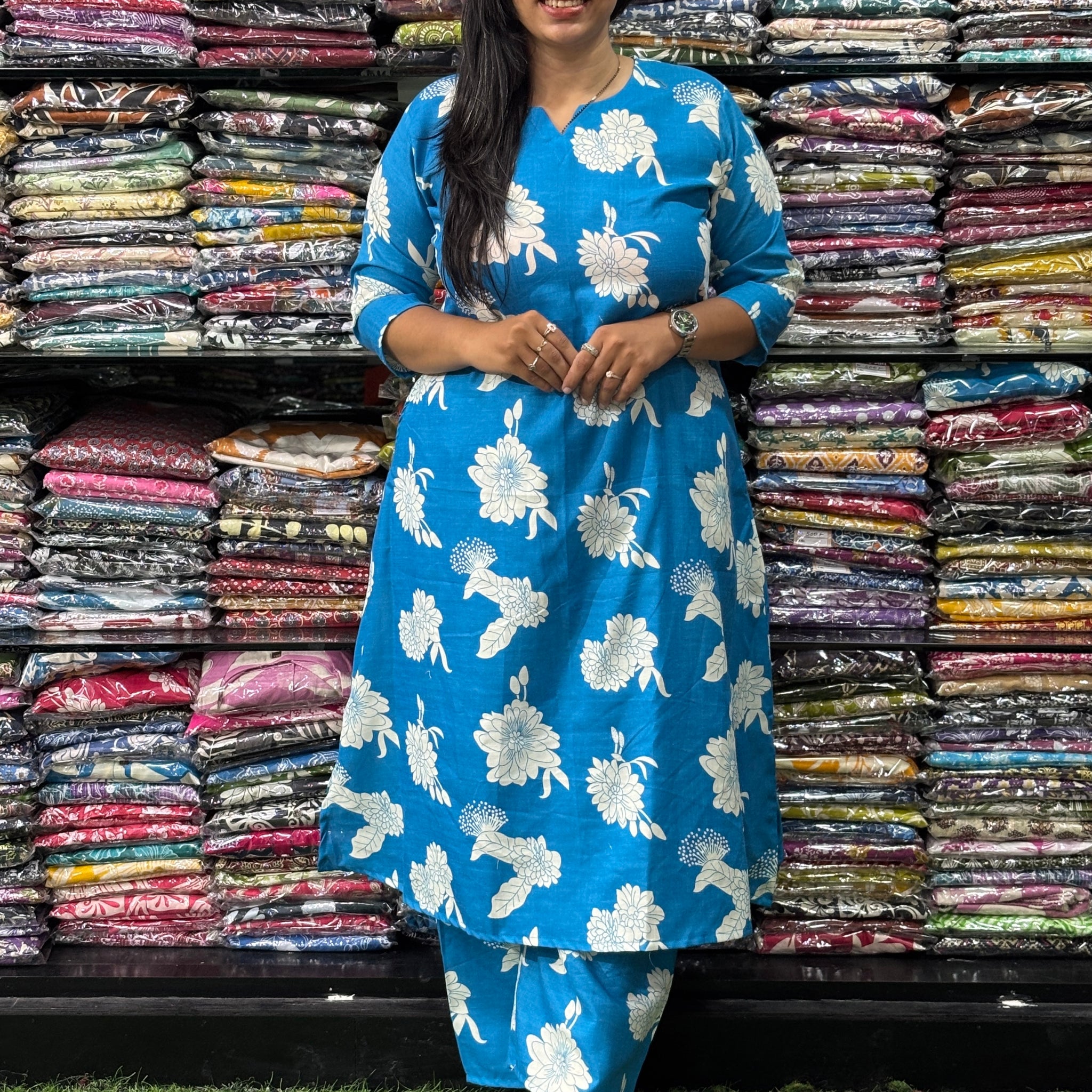 ALINE KURTI WITH PLAZO (MAGIC MIX COTTON)