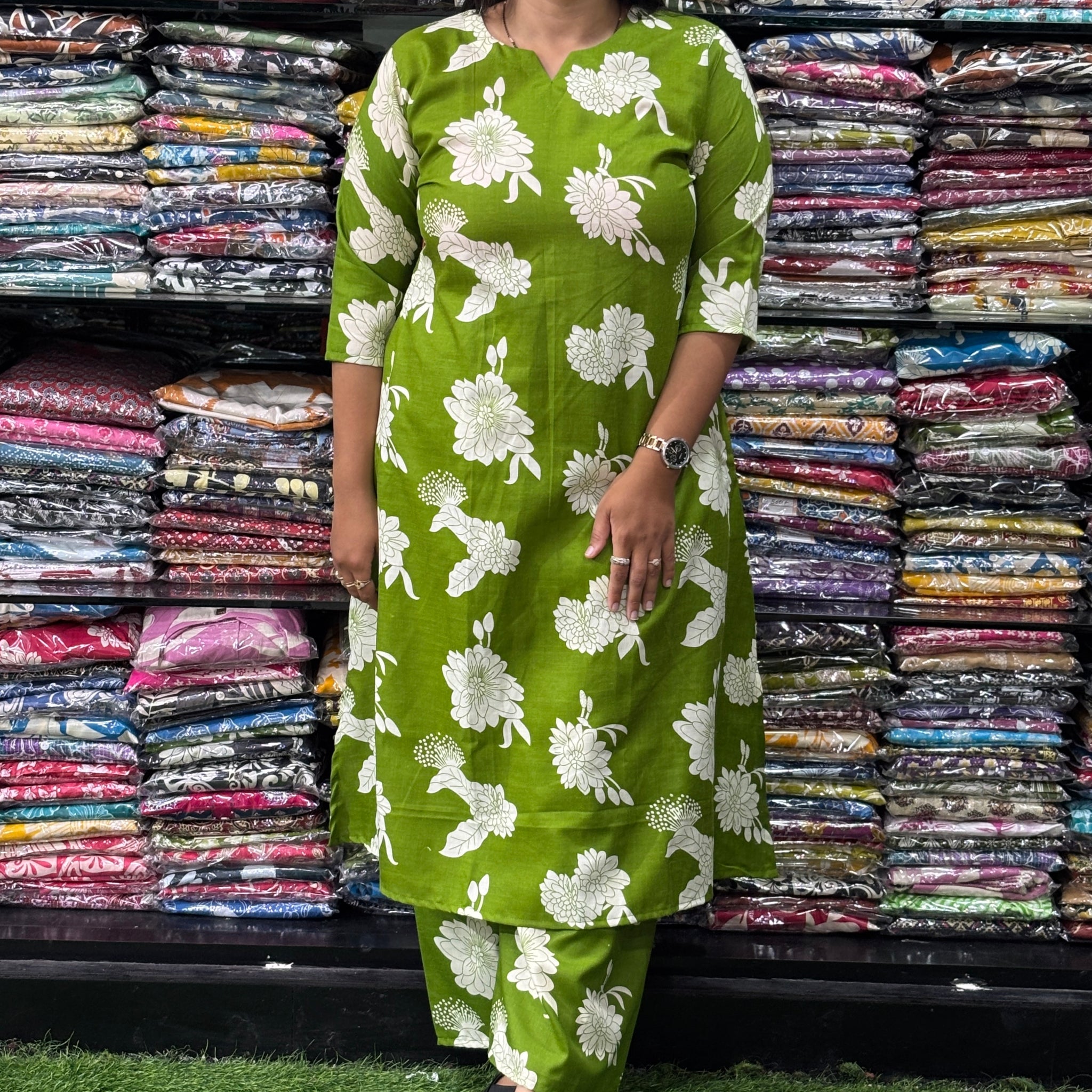 ALINE KURTI WITH PLAZO (MAGIC MIX COTTON)