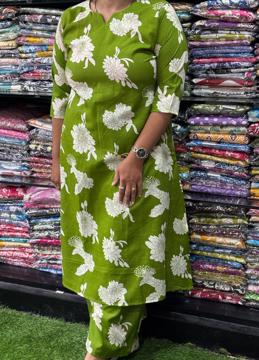 ALINE KURTI WITH PLAZO (MAGIC MIX COTTON)