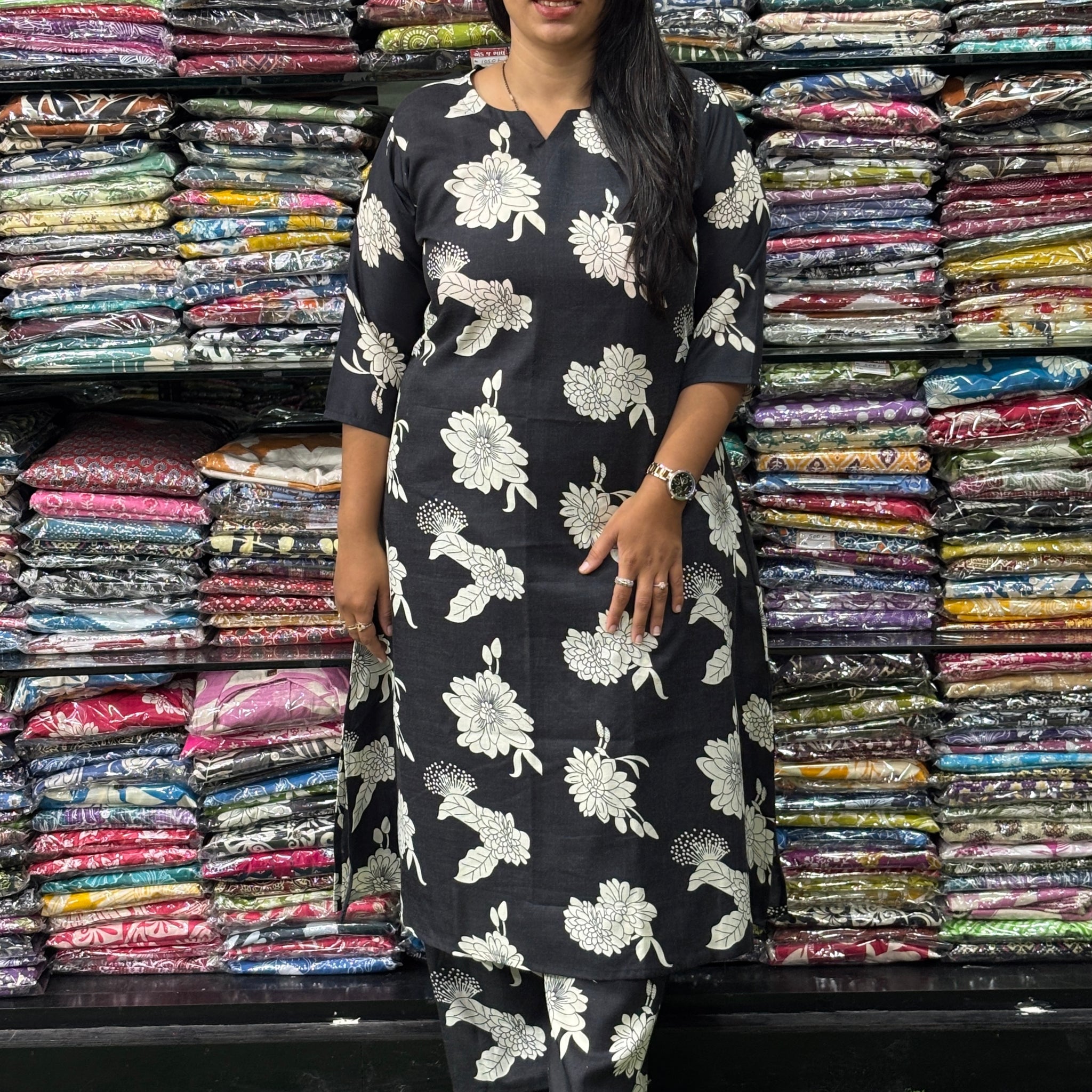 ALINE KURTI WITH PLAZO (MAGIC MIX COTTON)