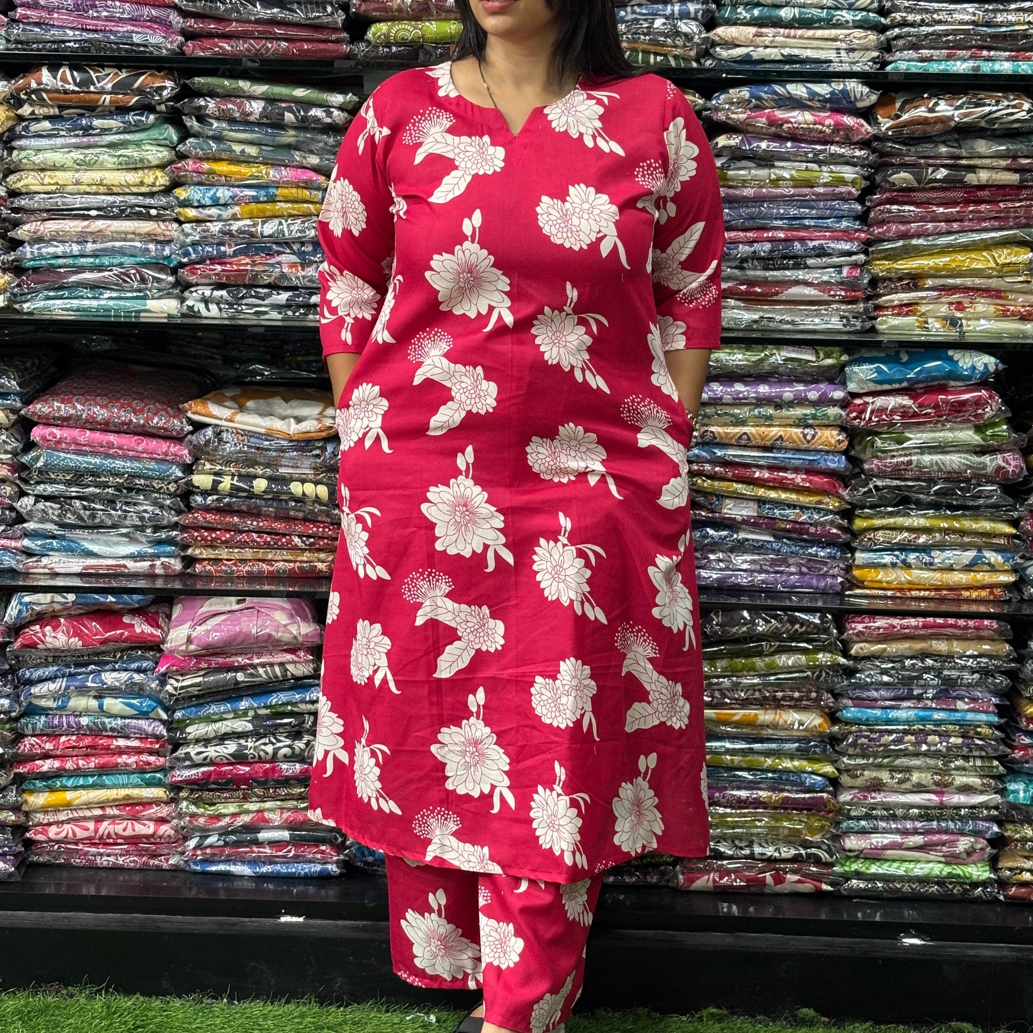 ALINE KURTI WITH PLAZO (MAGIC MIX COTTON)