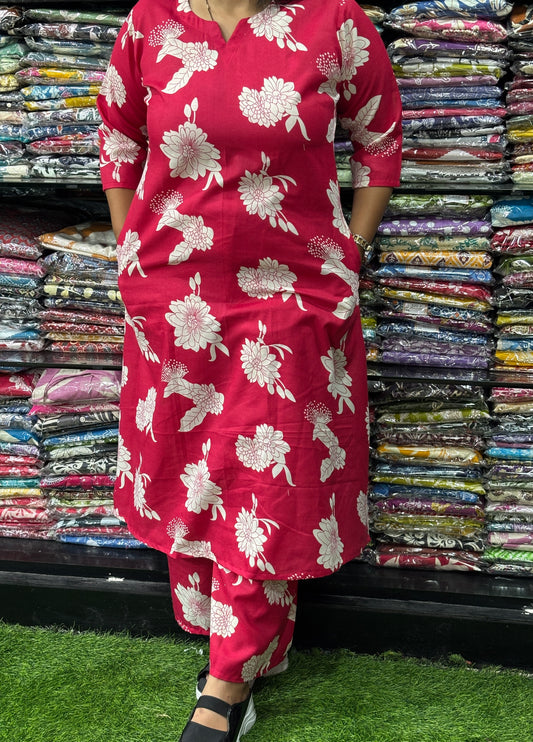 ALINE KURTI WITH PLAZO (MAGIC MIX COTTON)