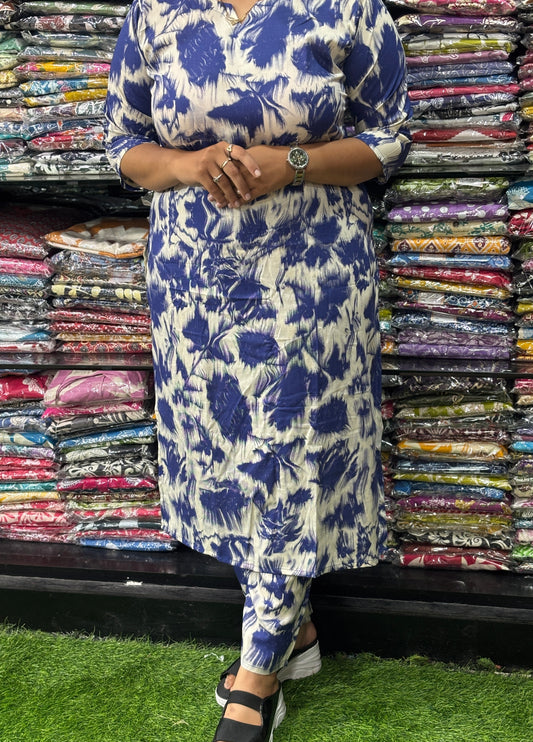 STRAIGHT KURTI WITH PANT (PURE RAYON)