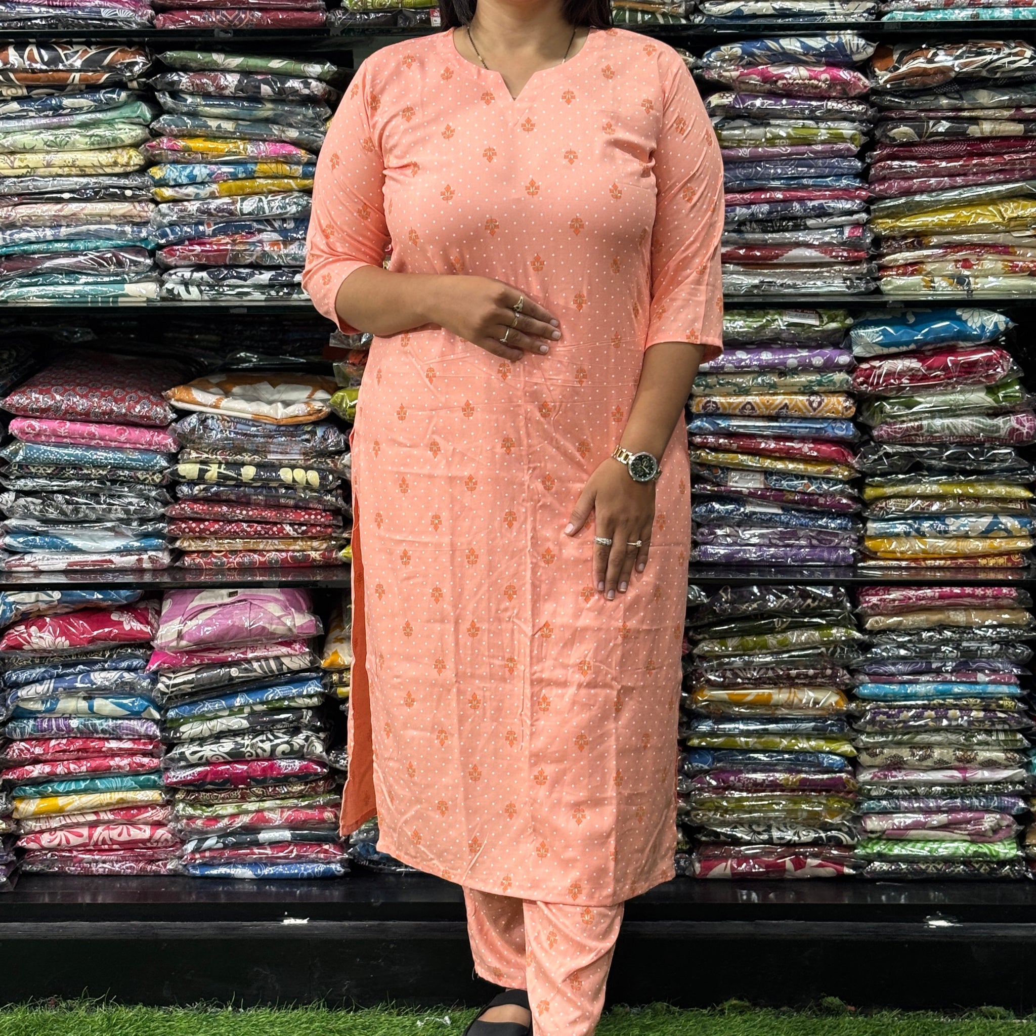 STRAIGHT KURTI WITH PANT (PURE RAYON)