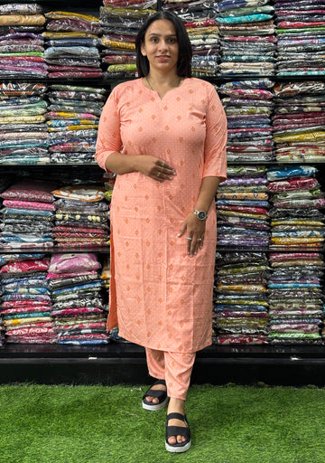 STRAIGHT KURTI WITH PANT (PURE RAYON)