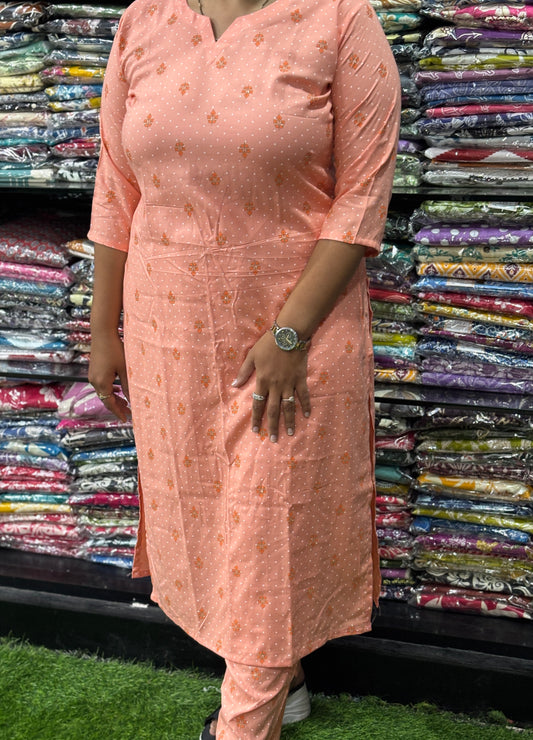STRAIGHT KURTI WITH PANT (PURE RAYON)