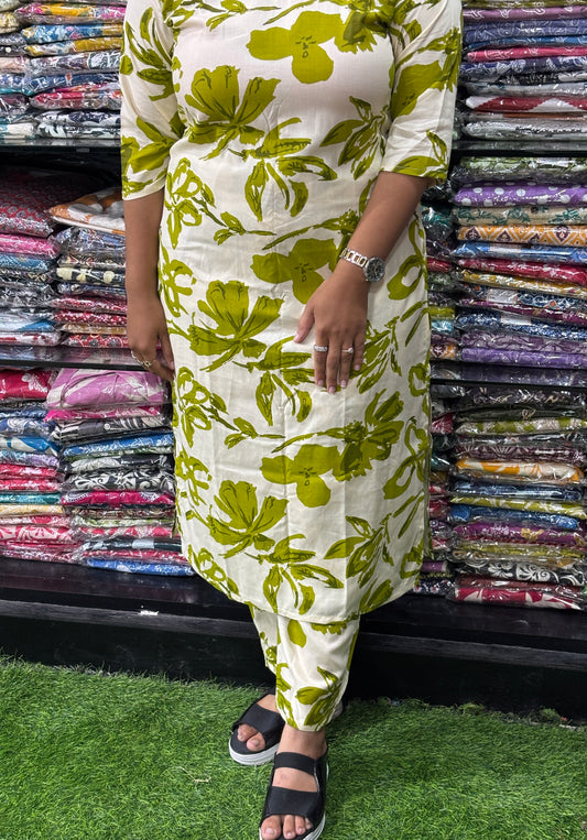 STRAIGHT KURTI WITH PANT (PURE RAYON)