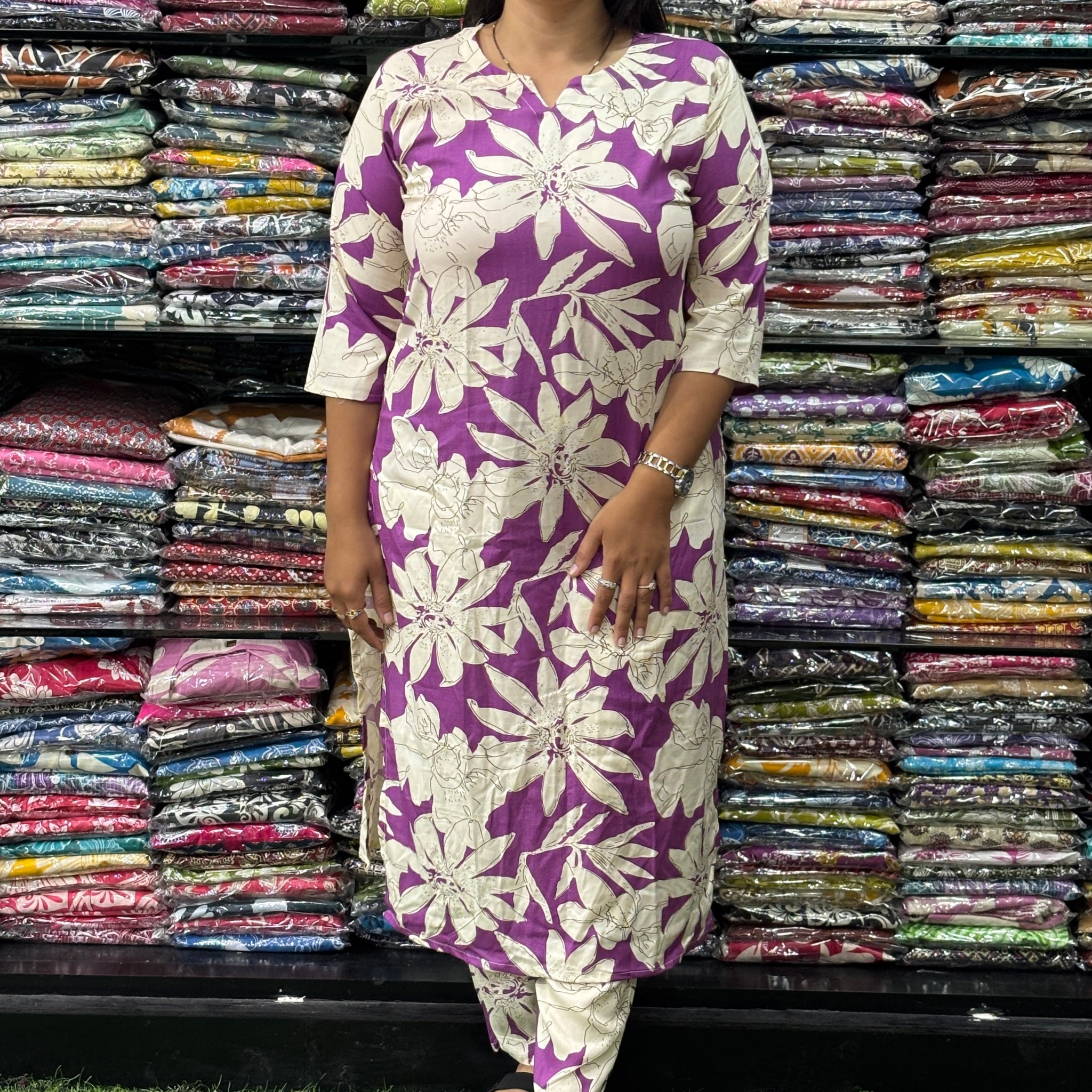 STRAIGHT KURTI WITH PANT (PURE RAYON)