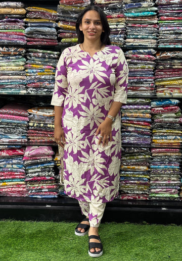 STRAIGHT KURTI WITH PANT (PURE RAYON)