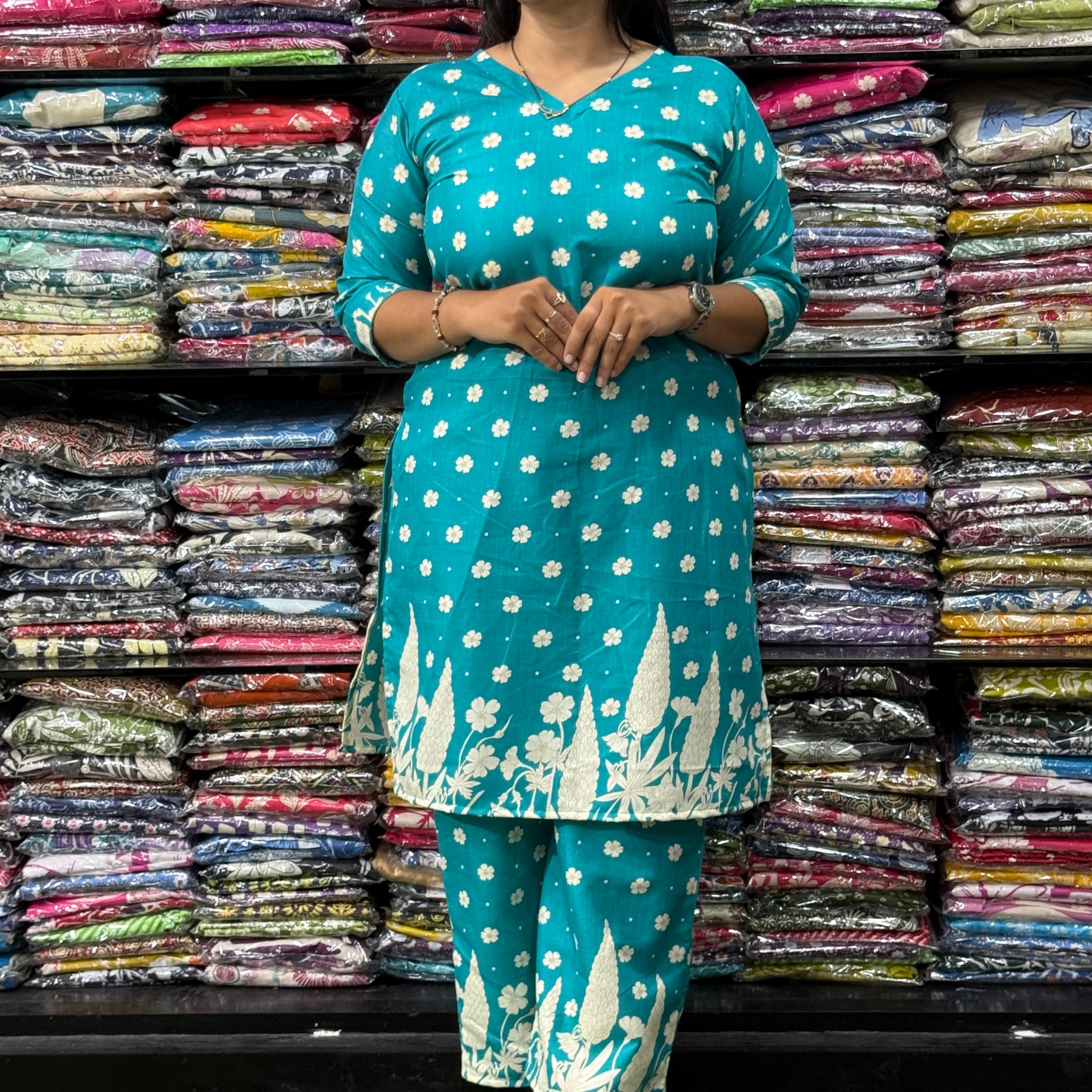 STRAIGHT KURTI WITH PLAZO (MIX MAGIC COTTON)