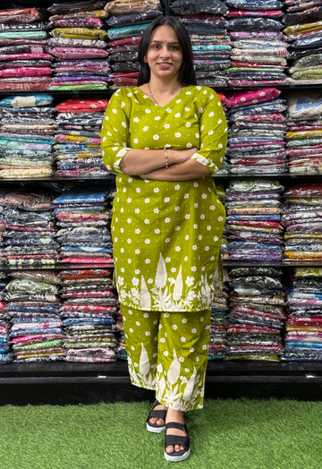 STRAIGHT KURTI WITH PLAZO (MIX MAGIC COTTON)