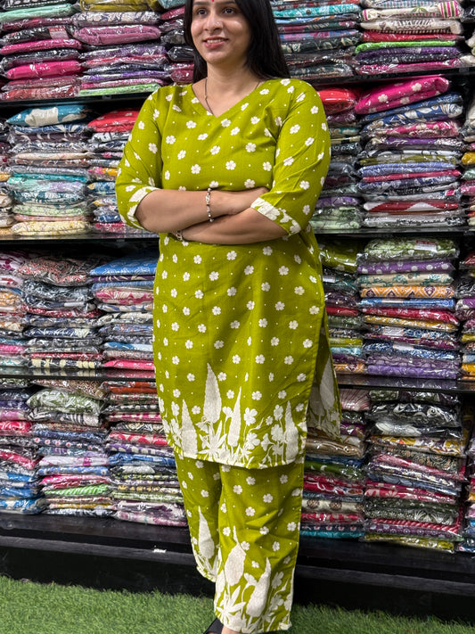 STRAIGHT KURTI WITH PLAZO (MIX MAGIC COTTON)