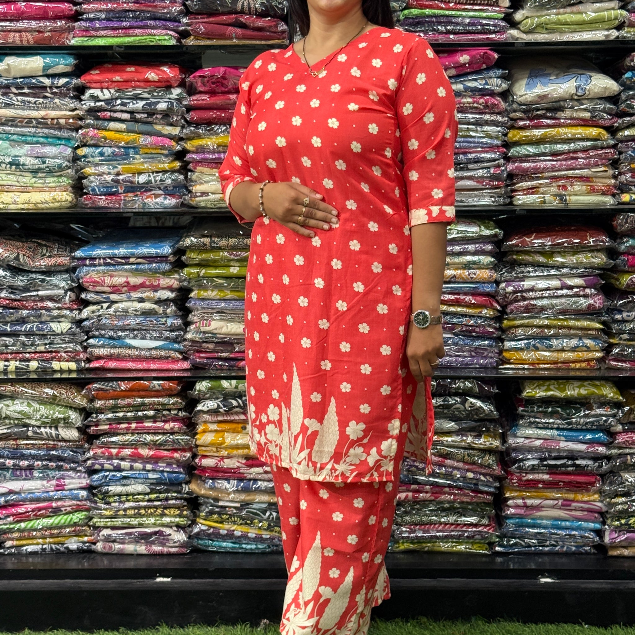 STRAIGHT KURTI WITH PLAZO (MIX MAGIC COTTON)