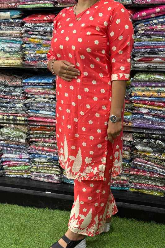 STRAIGHT KURTI WITH PLAZO (MIX MAGIC COTTON)