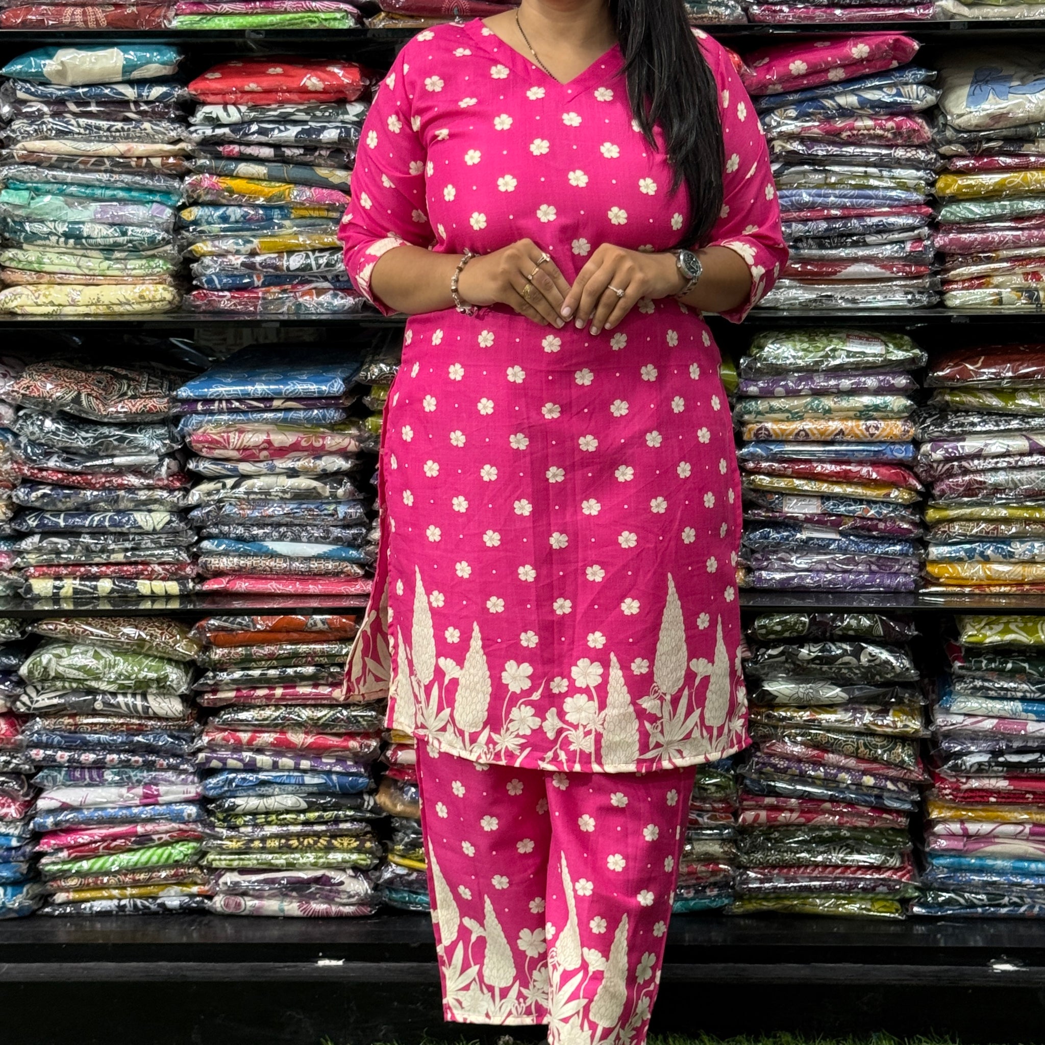 STRAIGHT KURTI WITH PLAZO (MIX MAGIC COTTON)