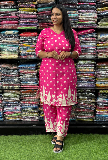 STRAIGHT KURTI WITH PLAZO (MIX MAGIC COTTON)