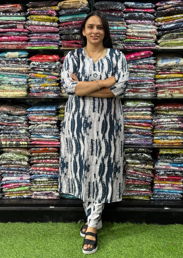 ALINE KURTI WITH PANT (HEAVY 22KG RAYON, WITH WORK)