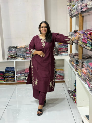 STRAIGHT KURTI PLAZO (FLEX COTTON)