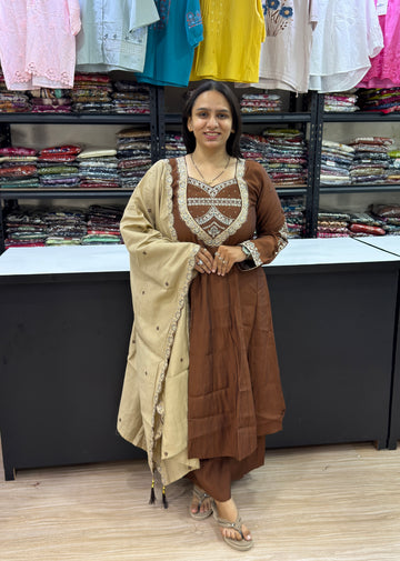 ALINE KURTI PANT DUPATTA (ROMAN SILK)
