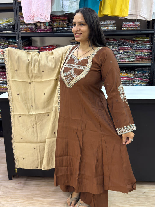 ALINE KURTI PANT DUPATTA (ROMAN SILK)
