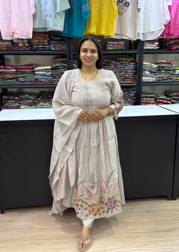ALINE KURTI PANT DUPATTA (MUL CHANDERI)