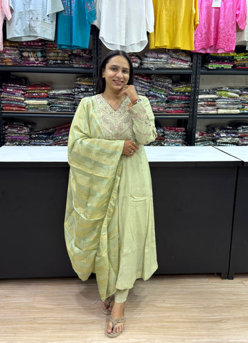 ROUND KURTI PANT DUPATTA (MAL CHANDERI)