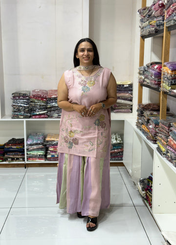 SHORT KURTI PLAZO DUPATTA (GLASS SILK)