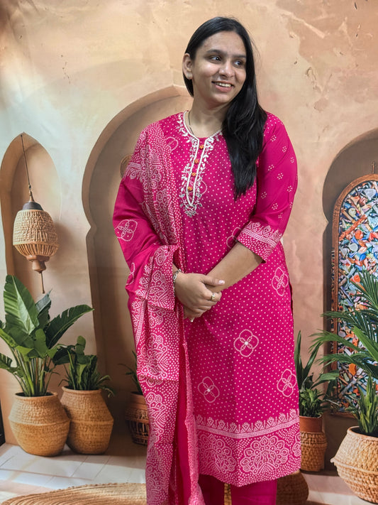 STRAIGHT KURTI PANT DUPATTA (ROMAN SILK(COTTON LINING),WITH WORK)