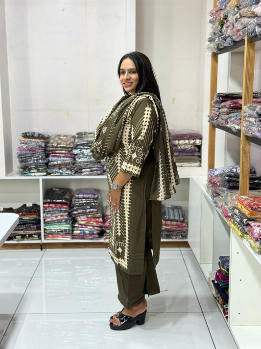 STRAIGHT KURTI PLAZO DUPATTA (CAMRIC COTTON)