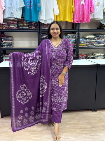 STRAIGHT KURTI PLAZO DUPATTA (CAMRIC COTTON)