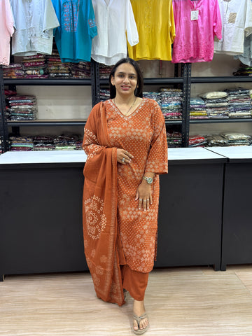 STRAIGHT KURTI PLAZO DUPATTA (CAMRIC COTTON)
