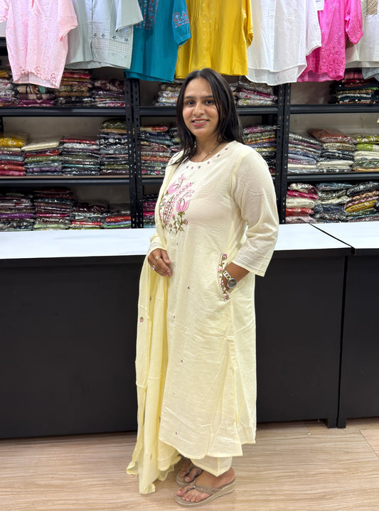 ALINE KURTI PANT DUPATTA (MAL COTTON)