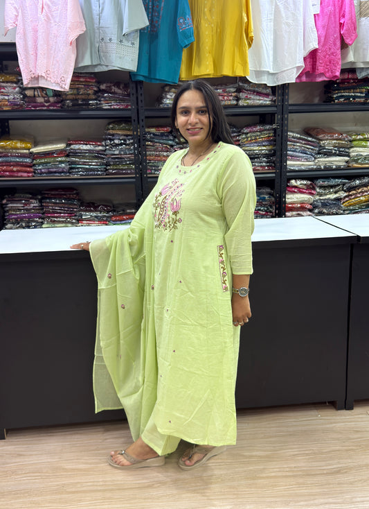 ALINE KURTI PANT DUPATTA (MAL COTTON)
