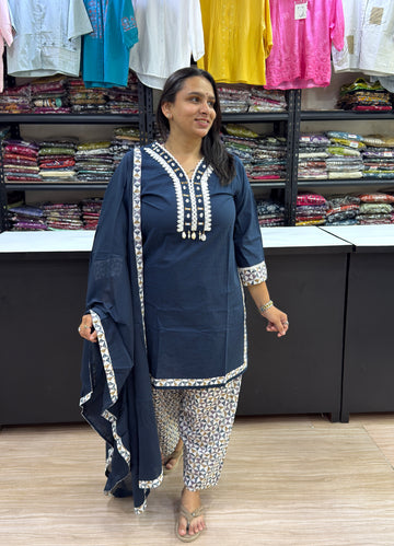 STRAIGHT KURTI PANT DUPATTA (CAMRIC COTTON)