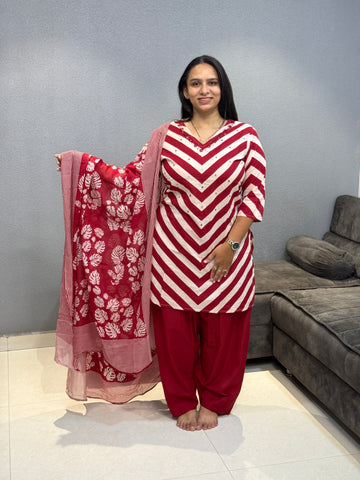 ROUND KURTI PANT DUPATTA (PURE COTTON)