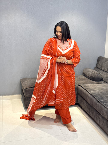 ROUND KURTI PANT DUPATTA (PURE COTTON)