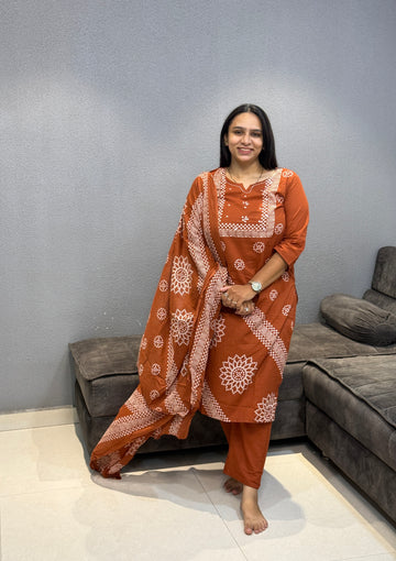 ROUND KURTI PANT DUPATTA (PURE COTTON)