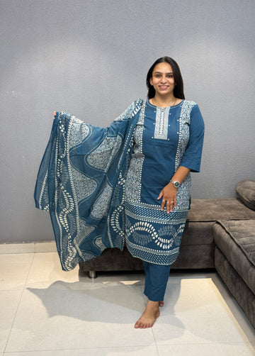 ROUND KURTI PANT DUPATTA (PURE COTTON)