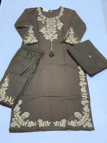 STRAIGHT KURTI PLAZO DUPATTA (FLEX COTTON)