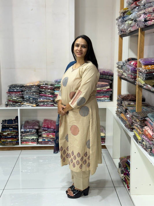 ALINE KURTI PLAZO DUPATTA (DHABU COTTON)