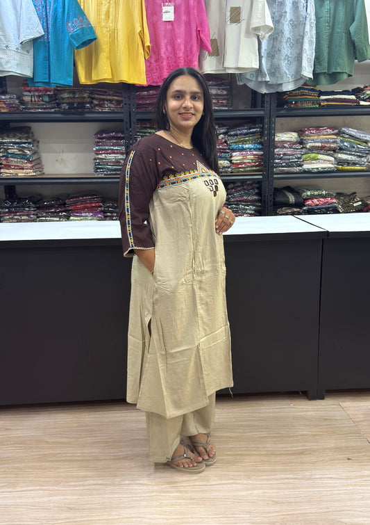 ALINE KURTI PLAZO  (RAYON SUI SLUB)