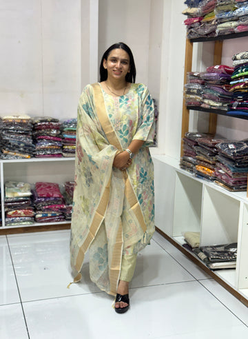 STRAIGHT KURTI PLAZO DUPATTA (SHIMMER SILK)
