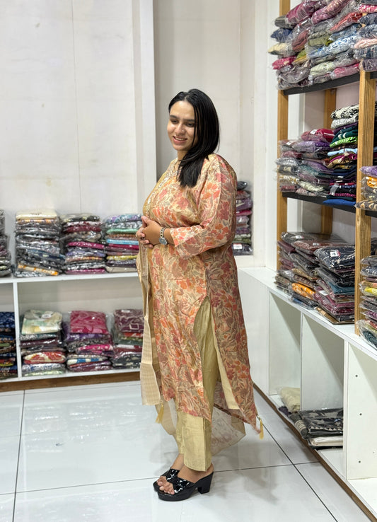 STRAIGHT KURTI PLAZO DUPATTA (SHIMMER SILK)